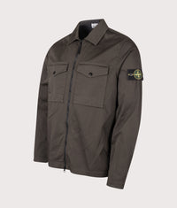 Stretch Organic Cotton Satin Overshirt: V0078 Coal Grey 