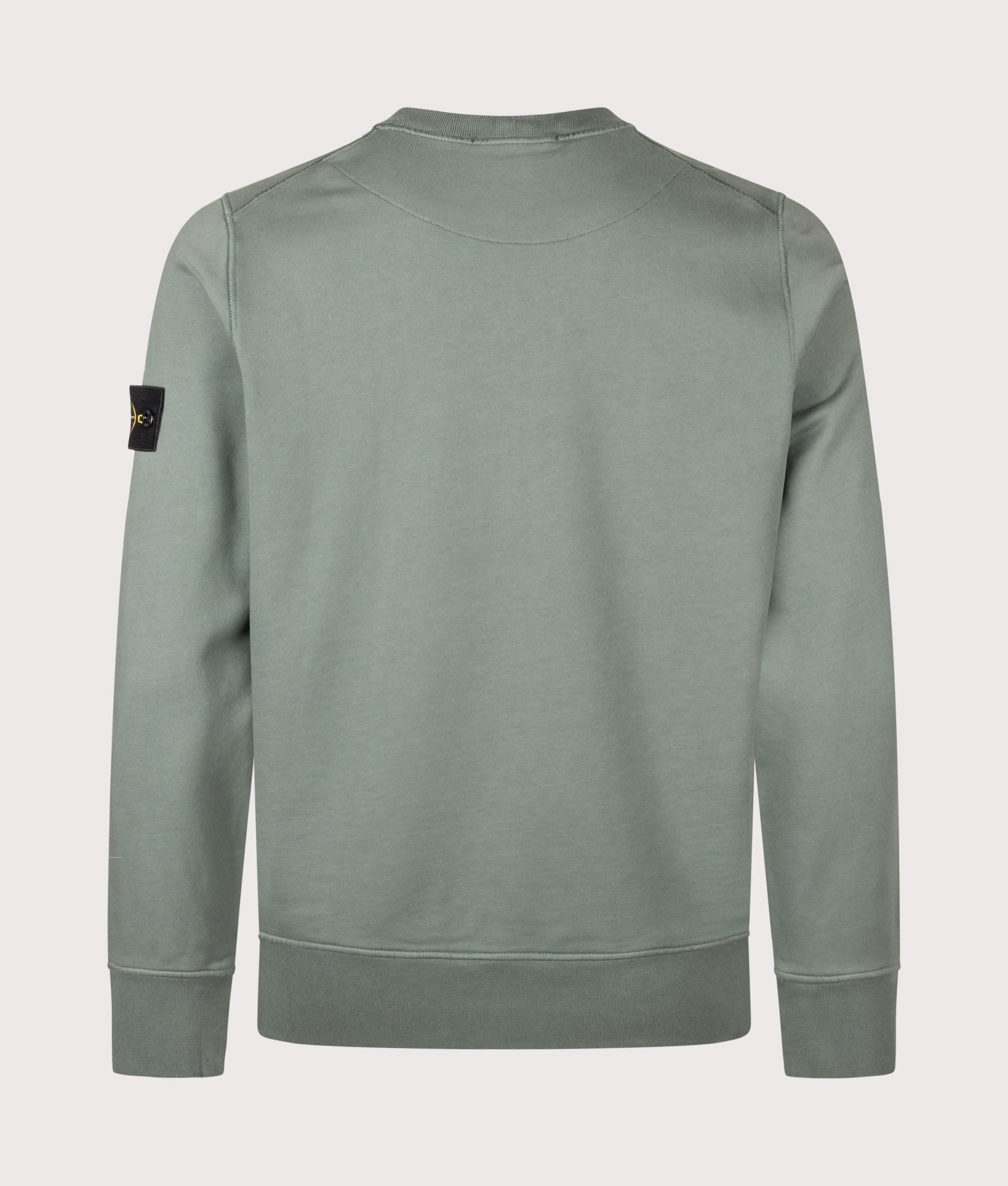 Stone Island Organic Cotton Fleece Sweatshirt in Ocean Green at EQVVS Menswear. Back shot.