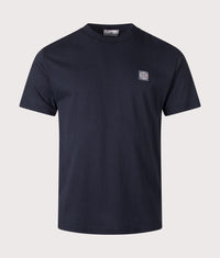 Slim Fit Organic Cotton 'FISSATO' Effect T-Shirt: V0020 Navy Blue 