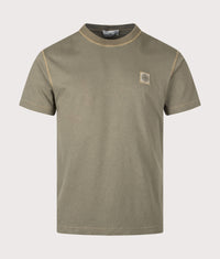 Slim Fit Organic Cotton 'FISSATO' Effect T-Shirt: V015G Military Green 