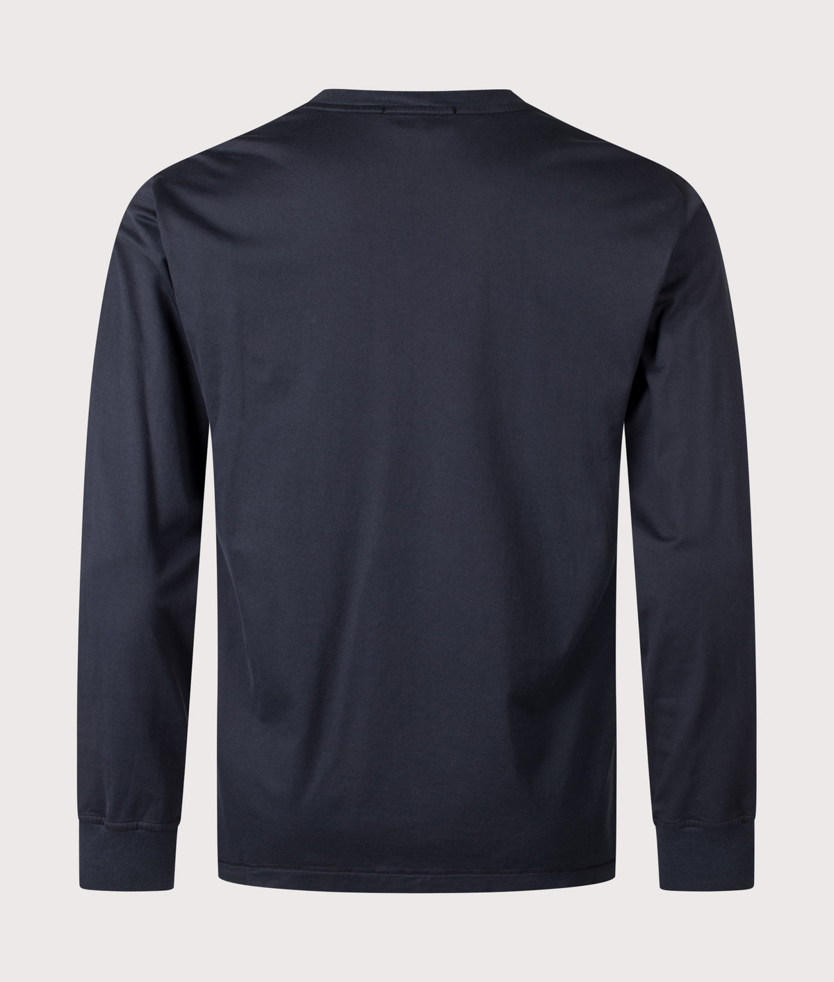 Stone Island Slim Fit Long Sleeve 60/2 Cotton T-Shirt in Navy Blue at EQVVS Menswear. Back shot.