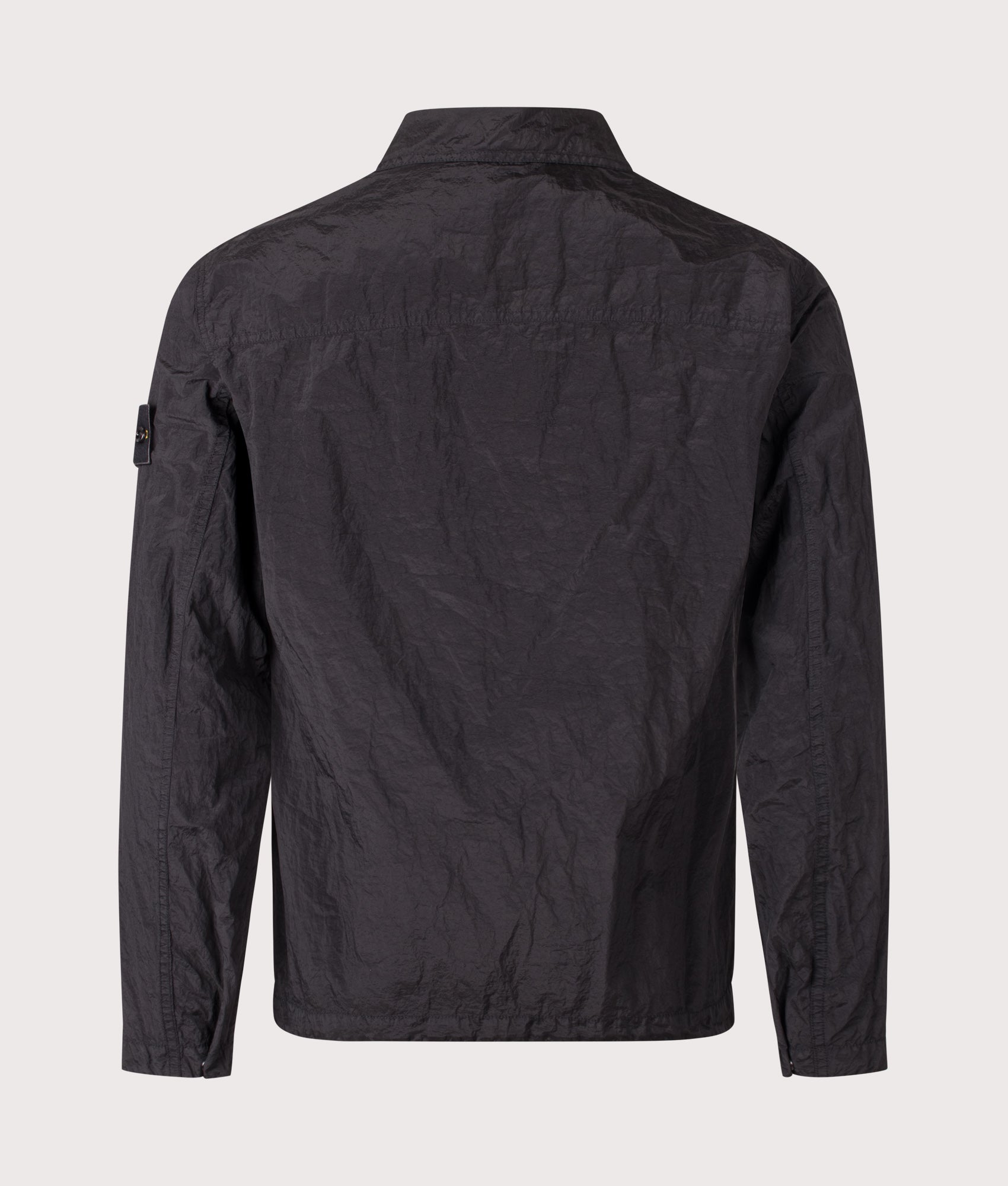 Stone Island Nylon Metal in Econyl® Overshirt in Black at EQVVS Menswear. Back shot.