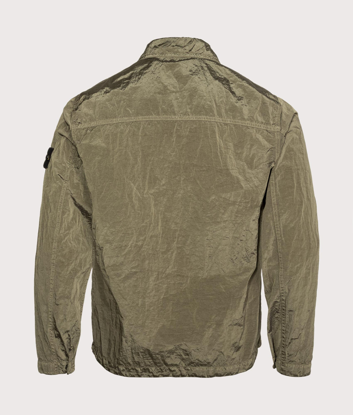 Stone Island Nylon Metal in Econyl® Overshirt in Military Green at EQVVS Menswear. Back shot.