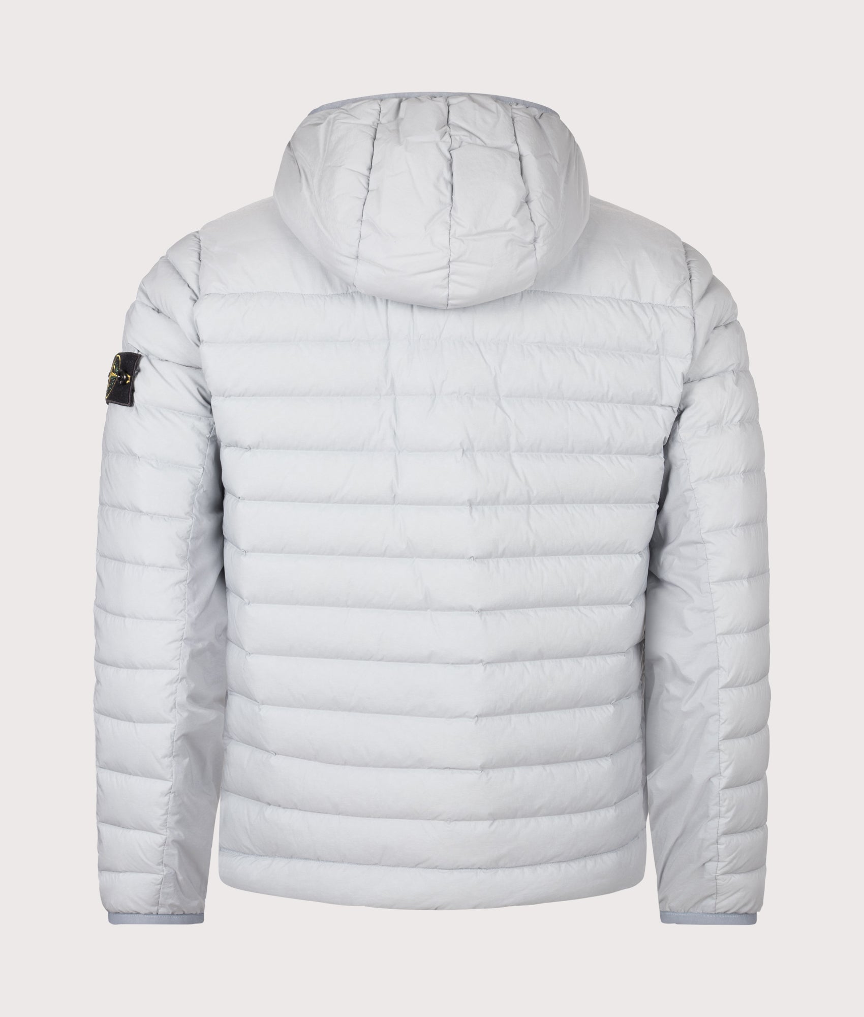 Stone Island Seamless Tunnel Nylon Down-TC Jacket in Ash Grey at EQVVS Menswear. Back shot.