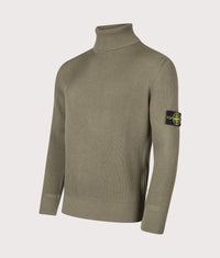Full Rib RWS Wool Turtle Neck Jumper: V005G Military Green 