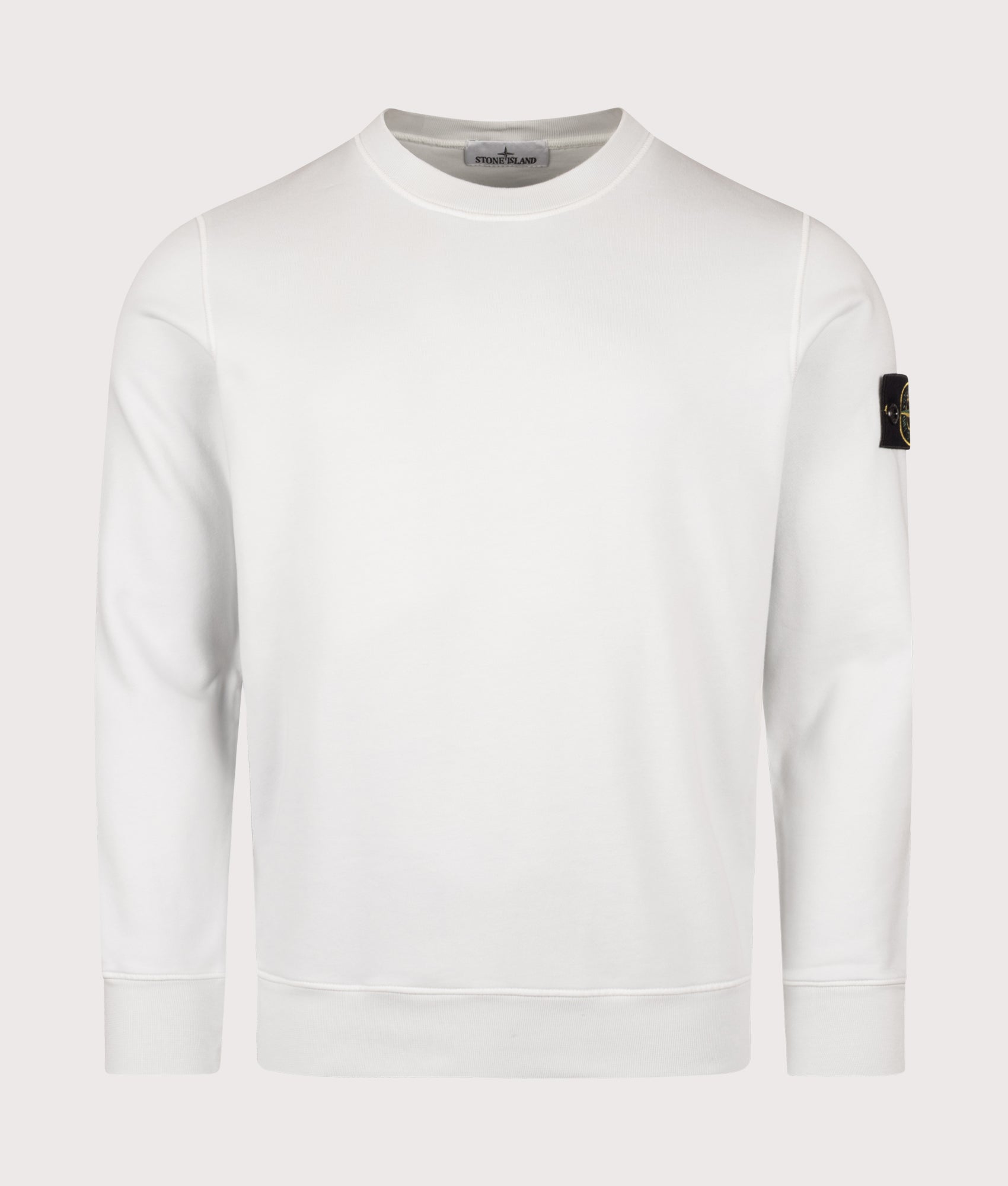 Stone Island Organic Cotton Crewneck Sweatshirt in Sky Blue at EQVVS Menswear. Front shot.