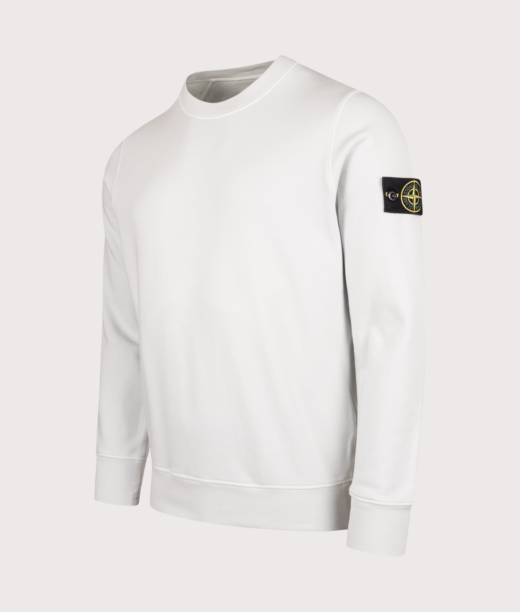 Stone Island Organic Cotton Crewneck Sweatshirt in Sky Blue at EQVVS Menswear. Front angle shot 