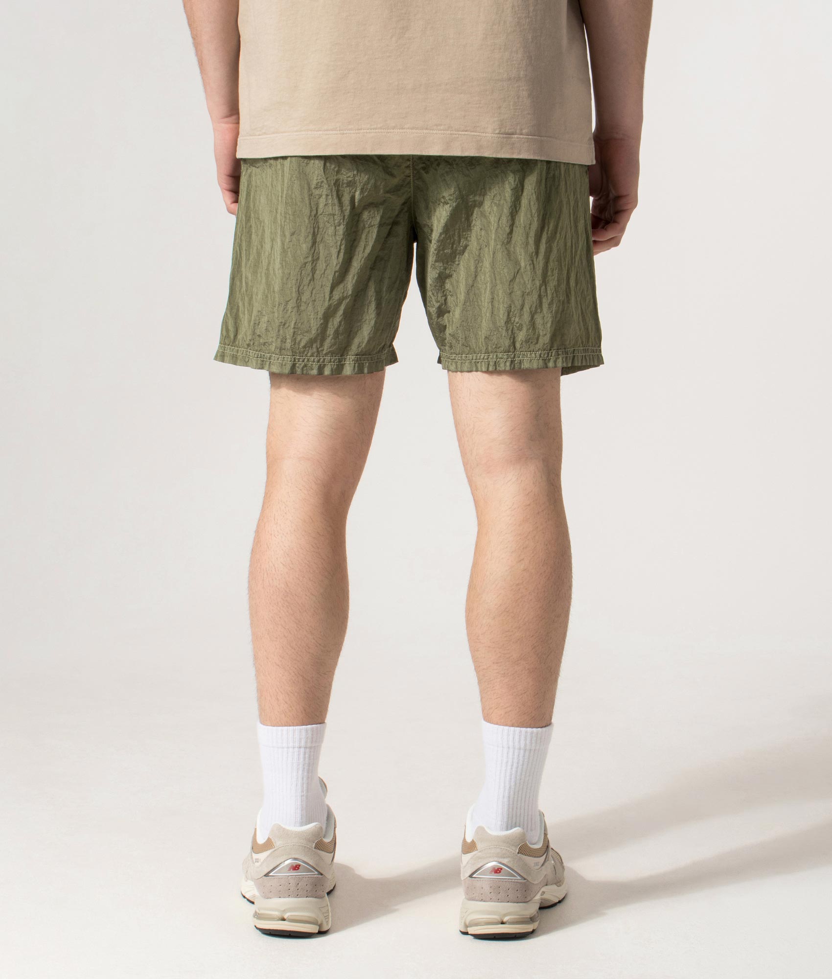 Regular Fit Compass Swim Shorts in Military Green | Stone Island | EQVVS | Back model shot 