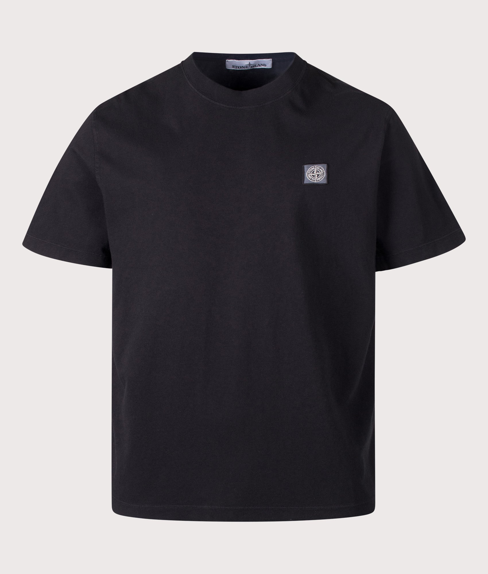 Stone Island Combed Organic Cotton Jersey T-Shirt in Black at EQVVS Menswear. Front shot.