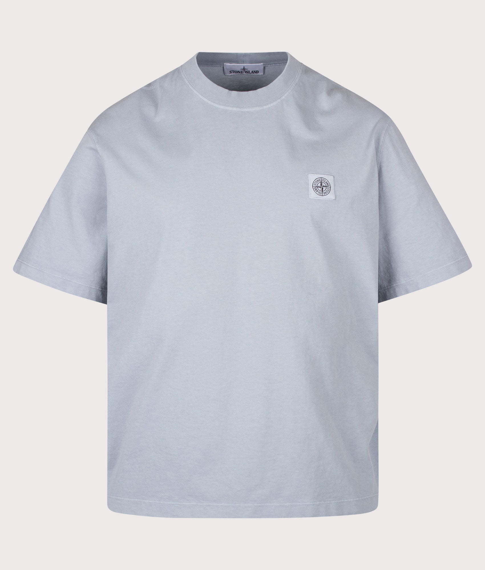 Stone Island Combed Organic Cotton Jersey T-Shirt in Ash Grey at EQVVS Menswear. Front shot.