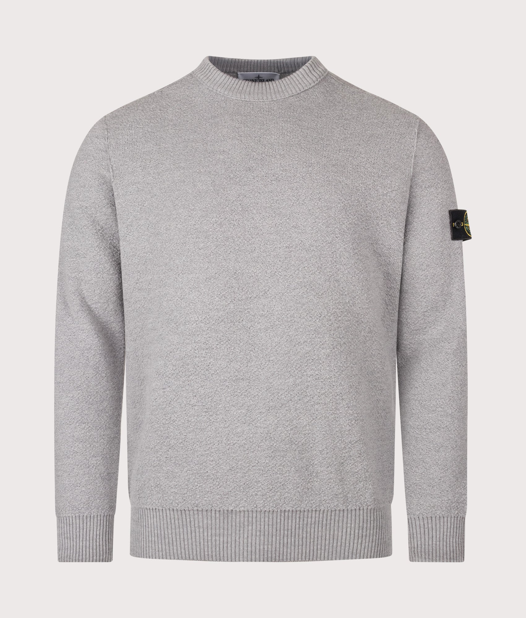 Stone Island Loose Fit Pure RWS Wool Jumper in Ash Grey at EQVVS Menswear. Front shot.