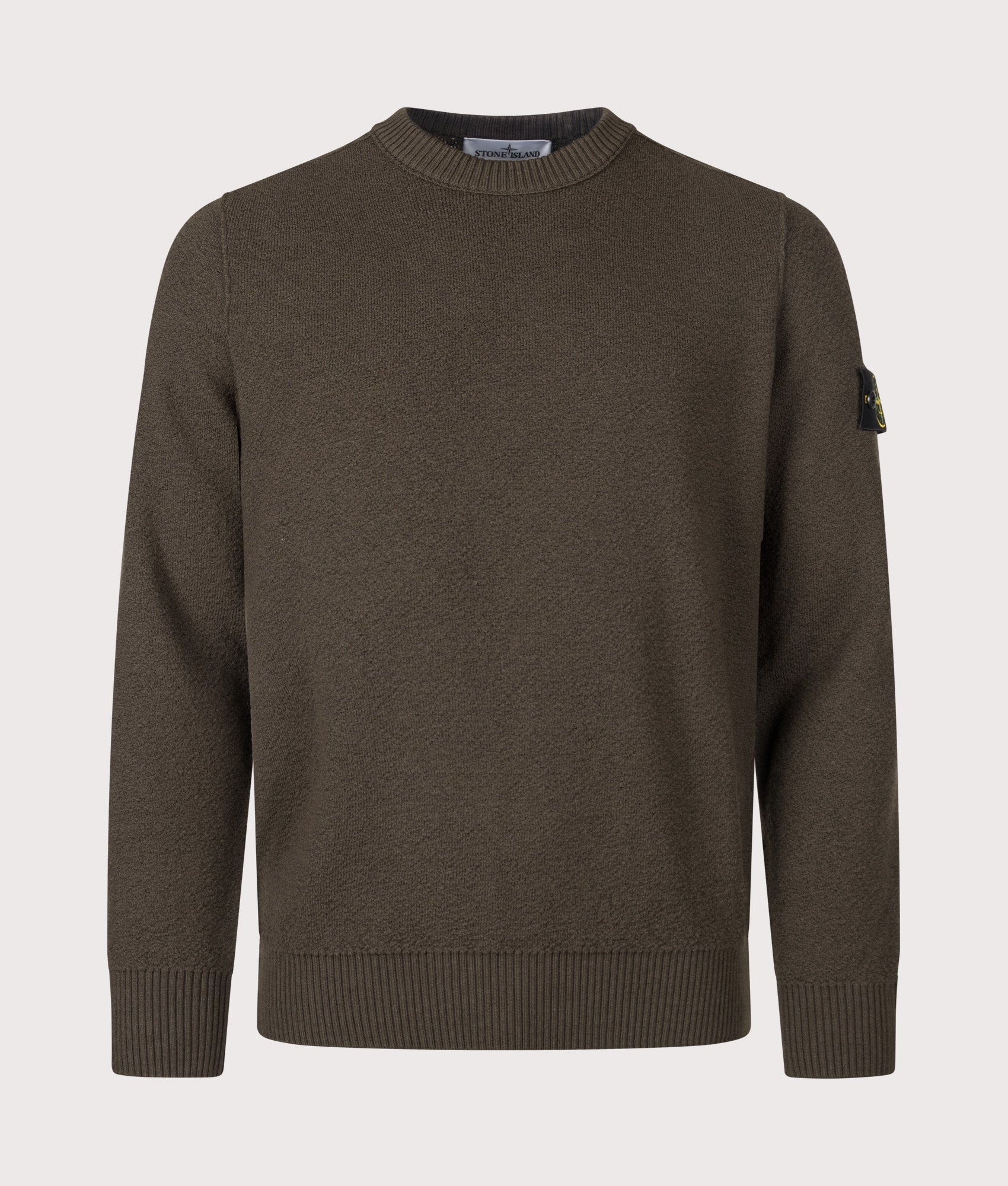 Stone Island Loose Fit Pure RWS Wool Jumper in Coal Grey at EQVVS Menswear. Front shot.