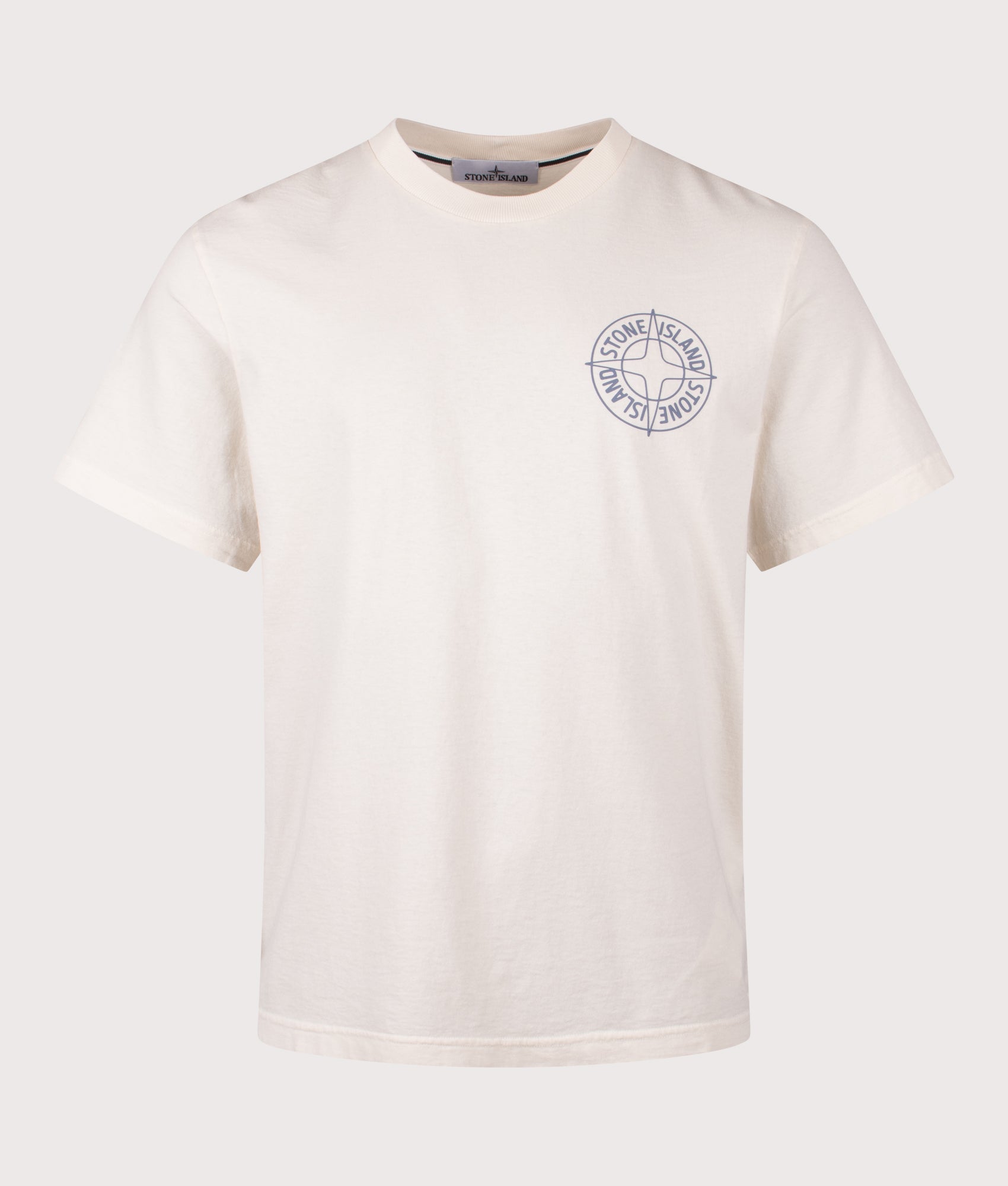 Stone Island ‘Outline Compass’ print T-Shirt in Ivory at EQVVS Menswear. Front shot.