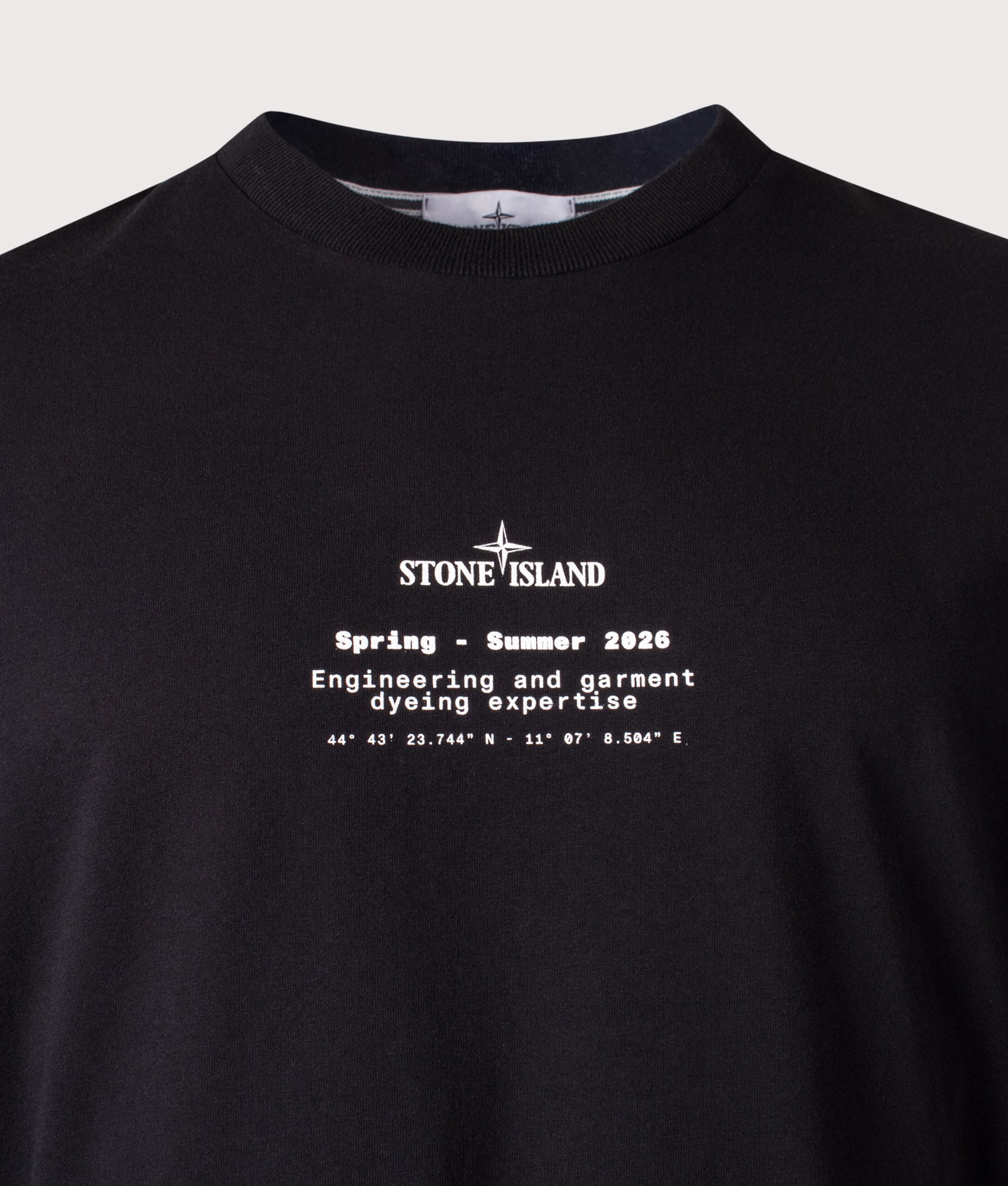 Relaxed fit ‘Stone’ Back Print T-Shirt in  Black at EQVVS Menswear. Detail shot.