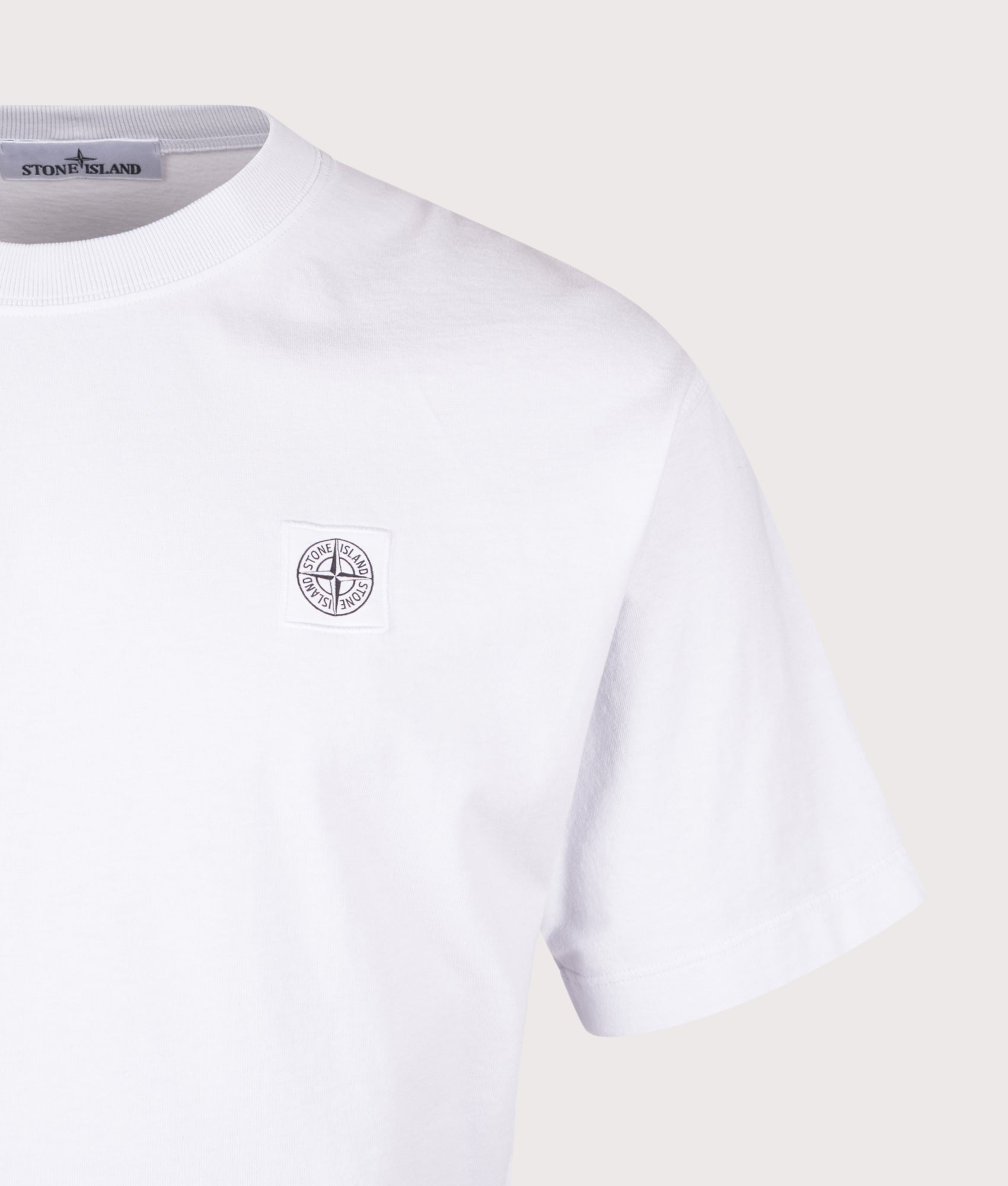 Compass Patch T-Shirt in Sky Blue | 100% Cotton | Stone Island | EQVVS | Front detail shot 