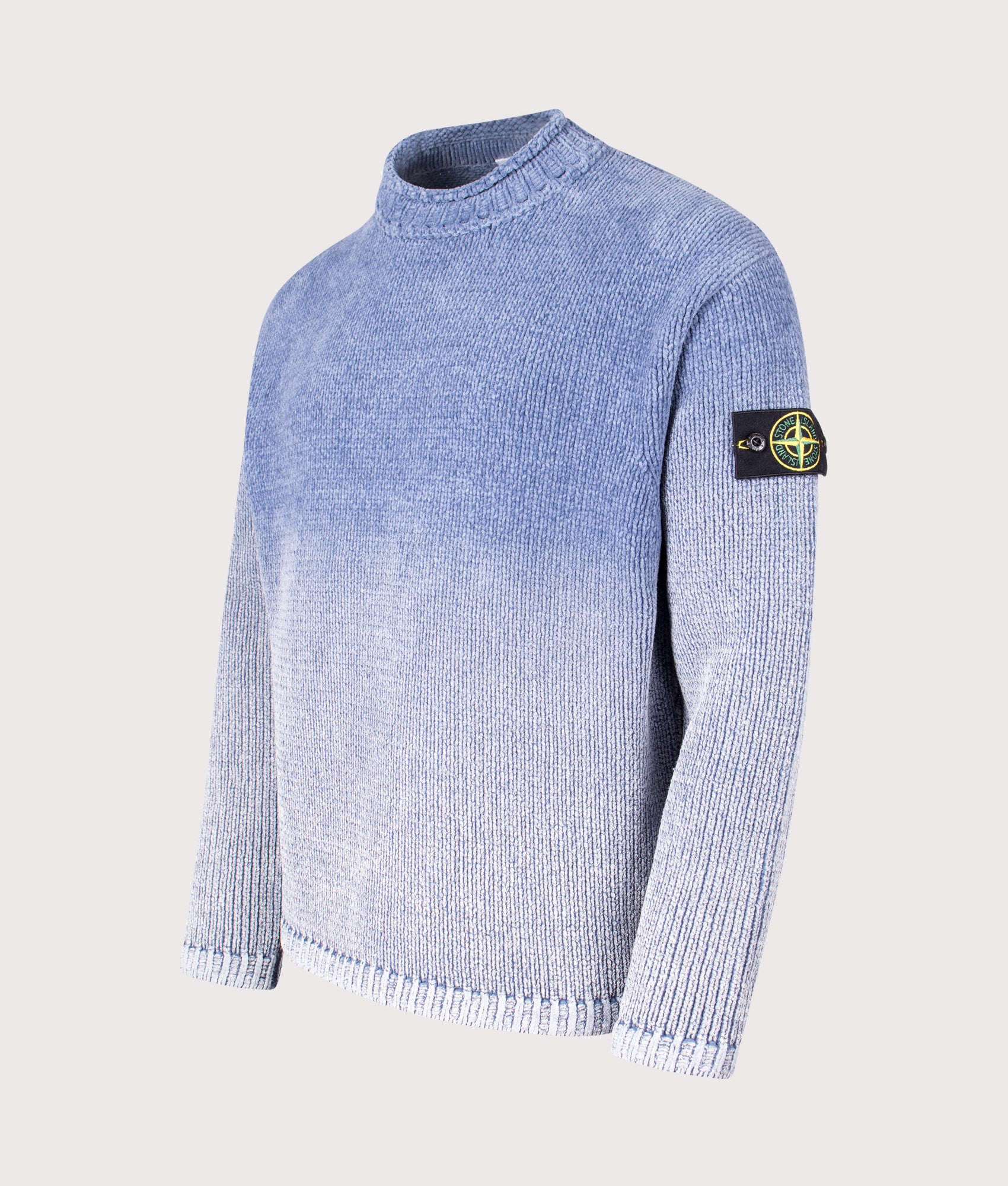 Oversized Fit Chenille Degradé Print Jumper in Dark Blue | 100% Cotton | Stone Island | EQVVS | Front angle shot 