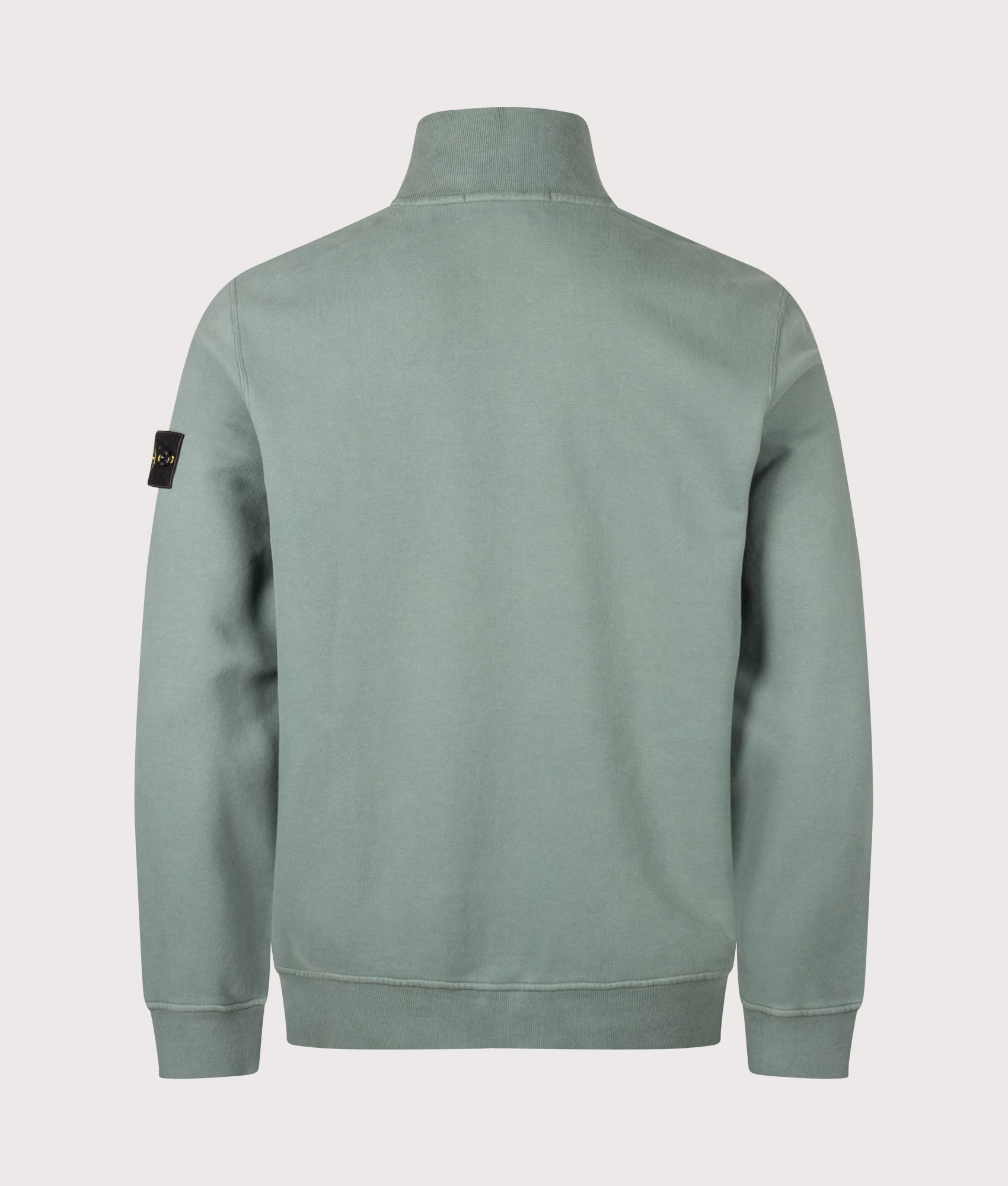 Stone Island Brushed Cotton Zip Through Track Top in Ocean Green at EQVVS Menswear. Back shot.
