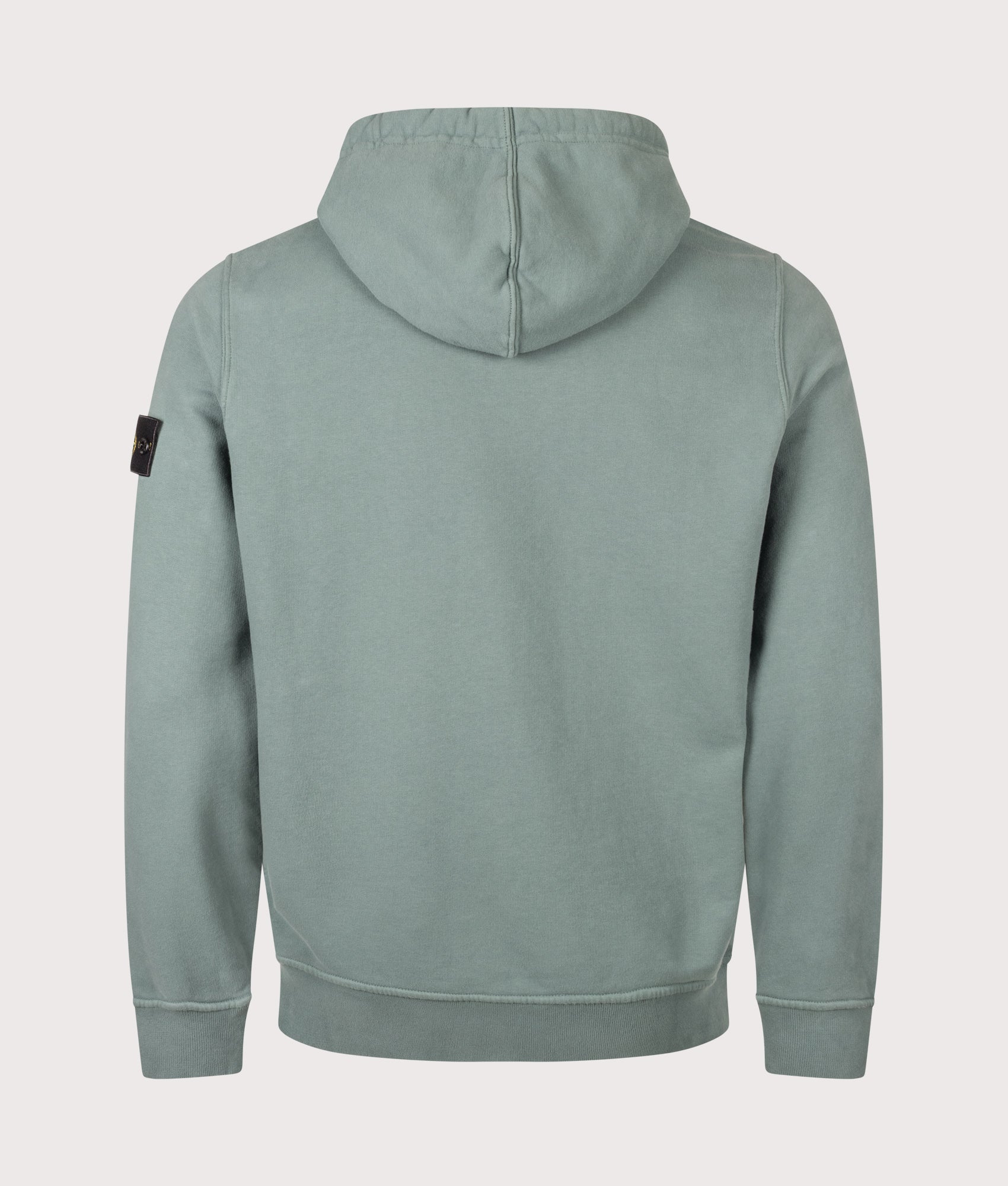 Stone Island Brushed Organic Cotton Fleece Hoodie in Ocean Green at EQVVS Menswear. Back shot.