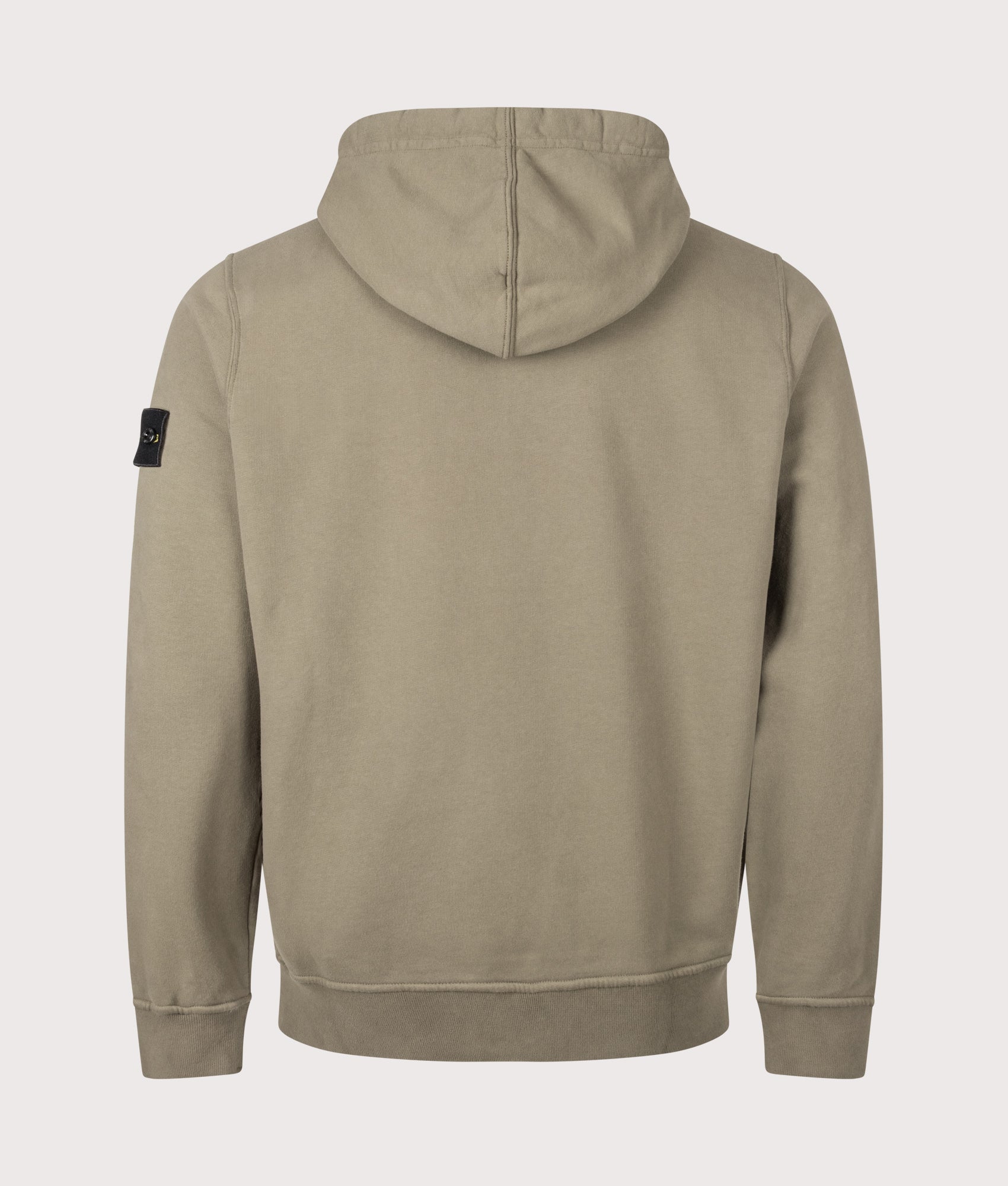 Stone Island Brushed Organic Cotton Fleece Hoodie in Military Green at EQVVS Menswear. Back shot.
