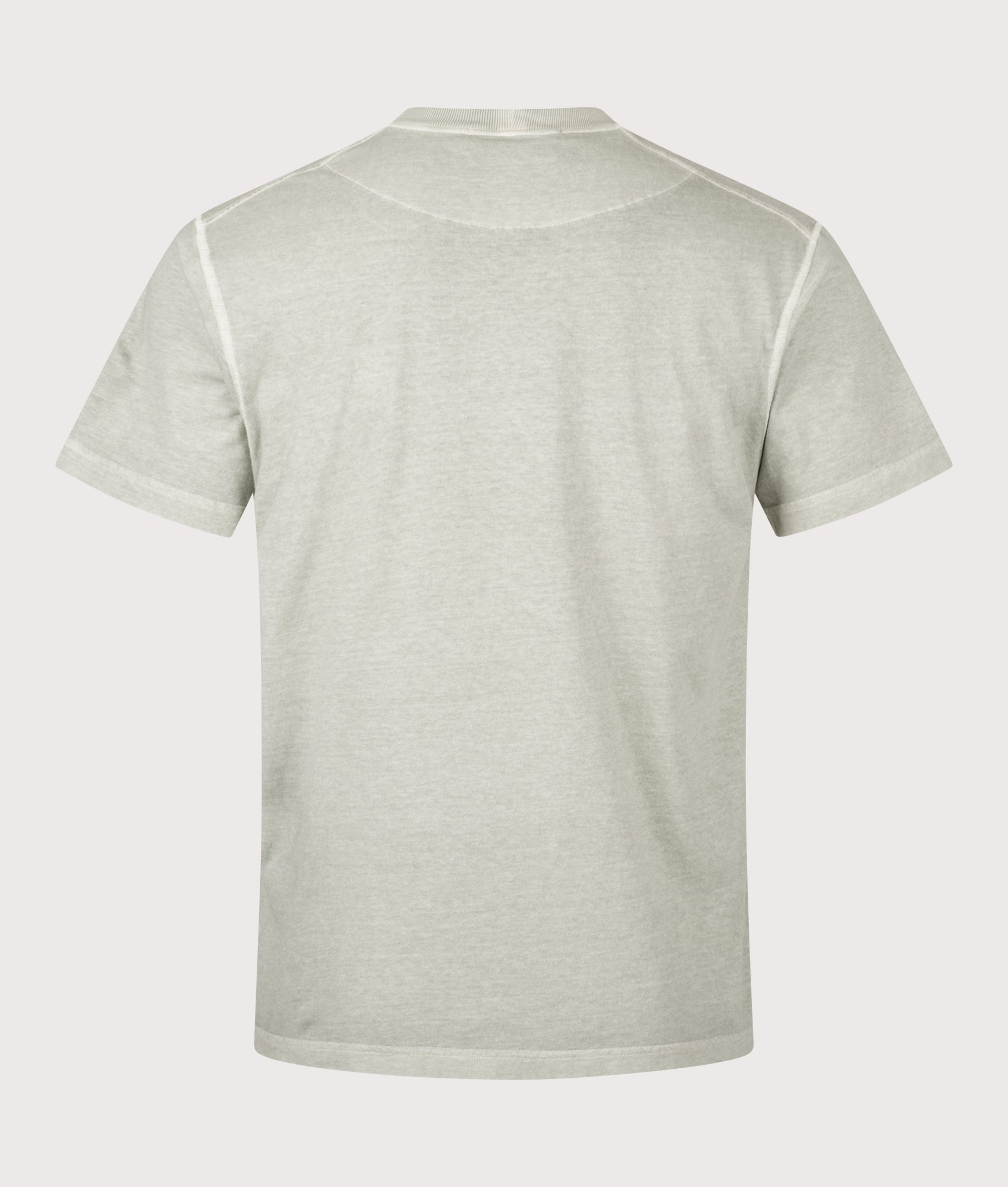Stone Island Slim Fit ‘Fissato’ effect T-Shirt in Sage at EQVVS Menswear. Back shot.
