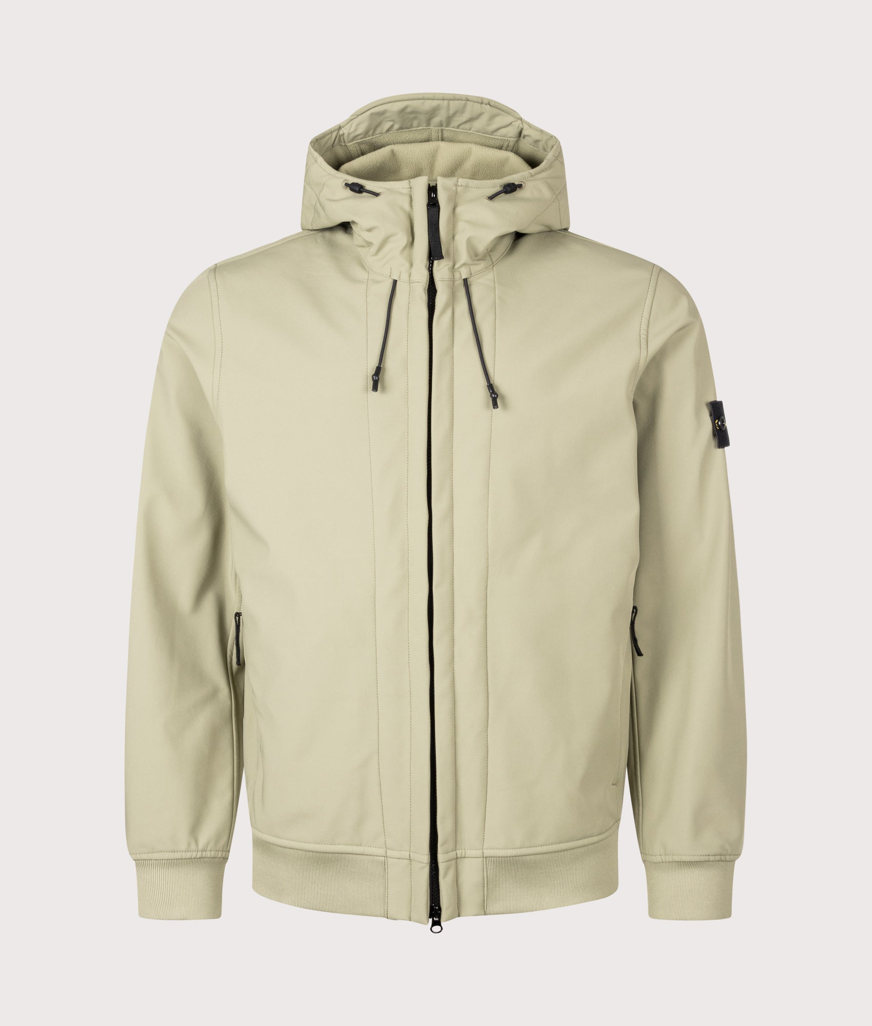 Stone Island Soft Shell-R_E DYE® Technology Jacket in Laurel Green at EQVVS Menswear. Front shot.