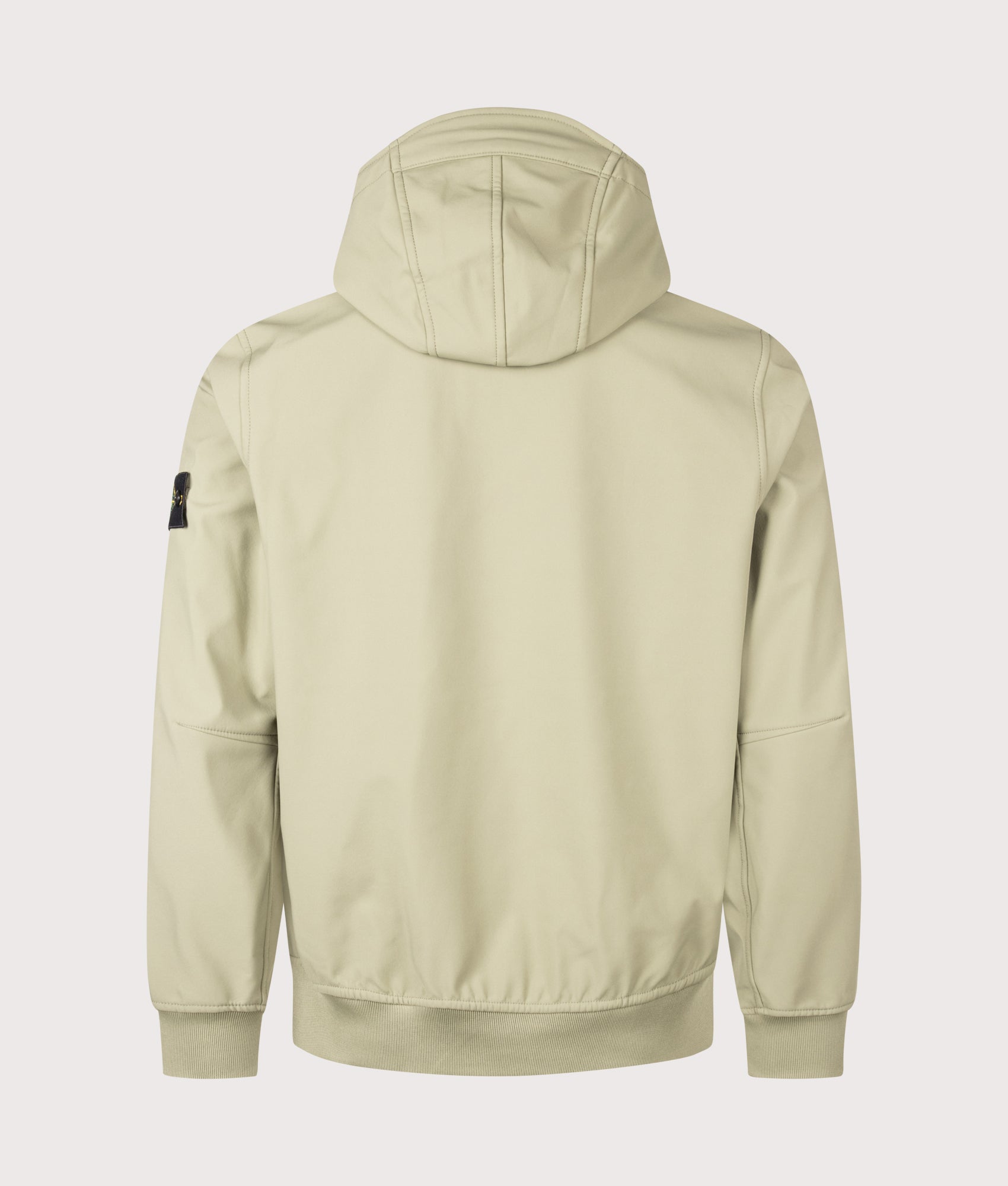 Stone Island Soft Shell-R_E DYE® Technology Jacket in Laurel Green at EQVVS Menswear. Back shot.