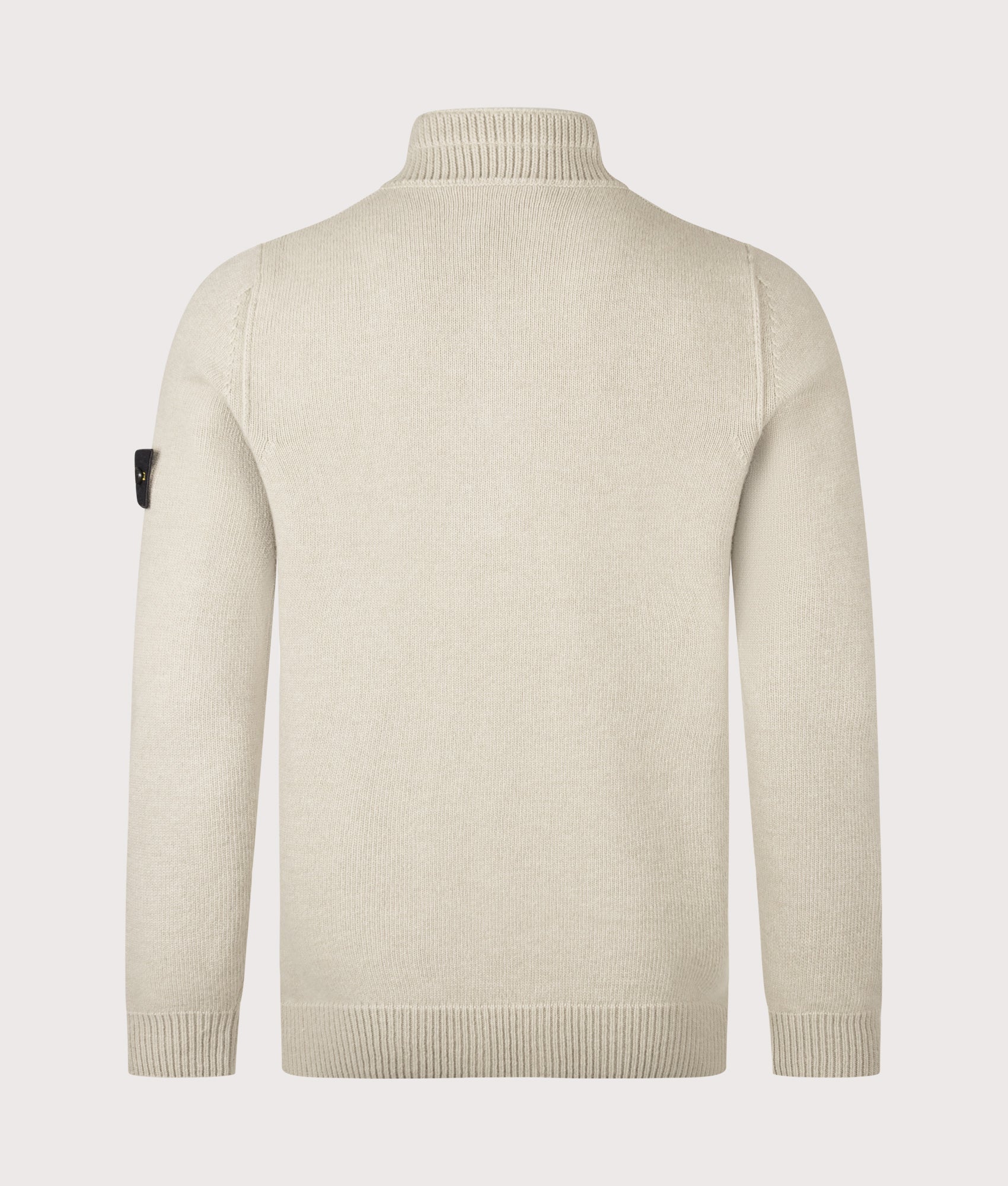 Stone Island Lambswool Button Up Jumper in Sand at EQVVS Menswear.  Back shot.