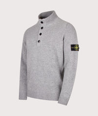 Lambswool Button Up Jumper: V0M60 Grey Melange 