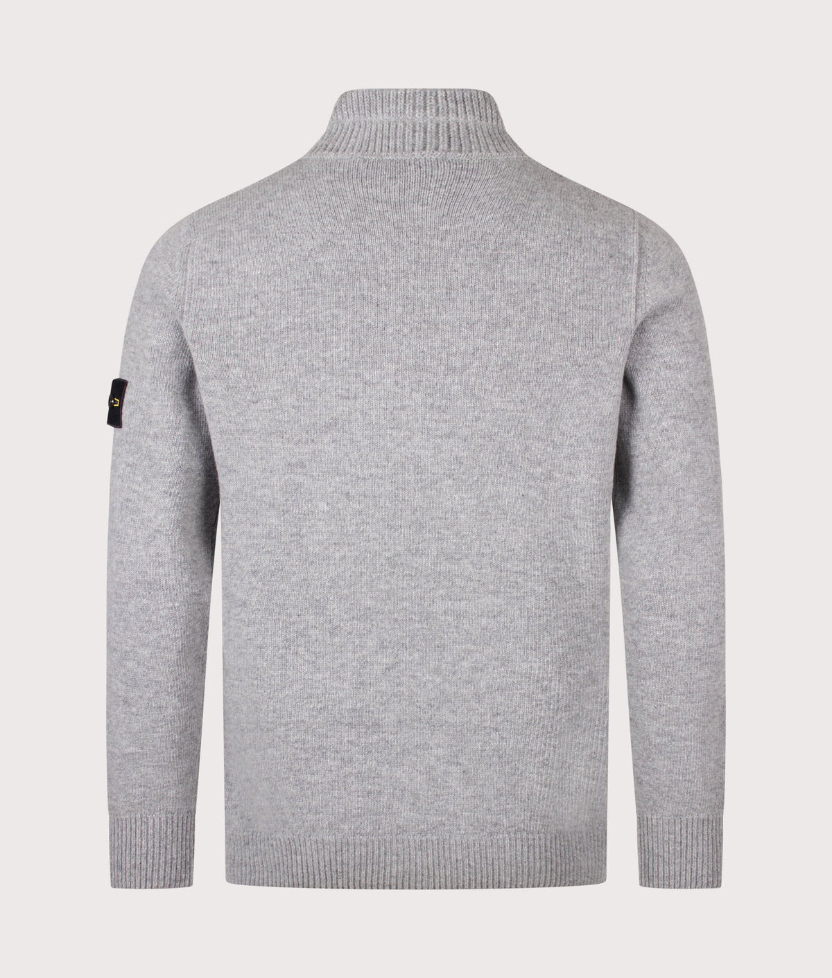 Stone Island Lambswool Button Up Jumper in Grey Melange at EQVVS Menswear. Back shot.