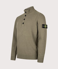 Lambswool Button Up Jumper: V005G Military Green 