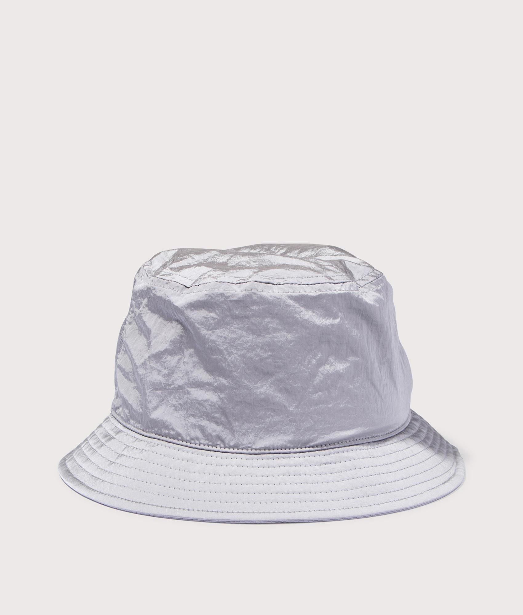 Nylon Metal Bucket Hat in Pearl Grey | Stone Island | EQVVS | Back shot 