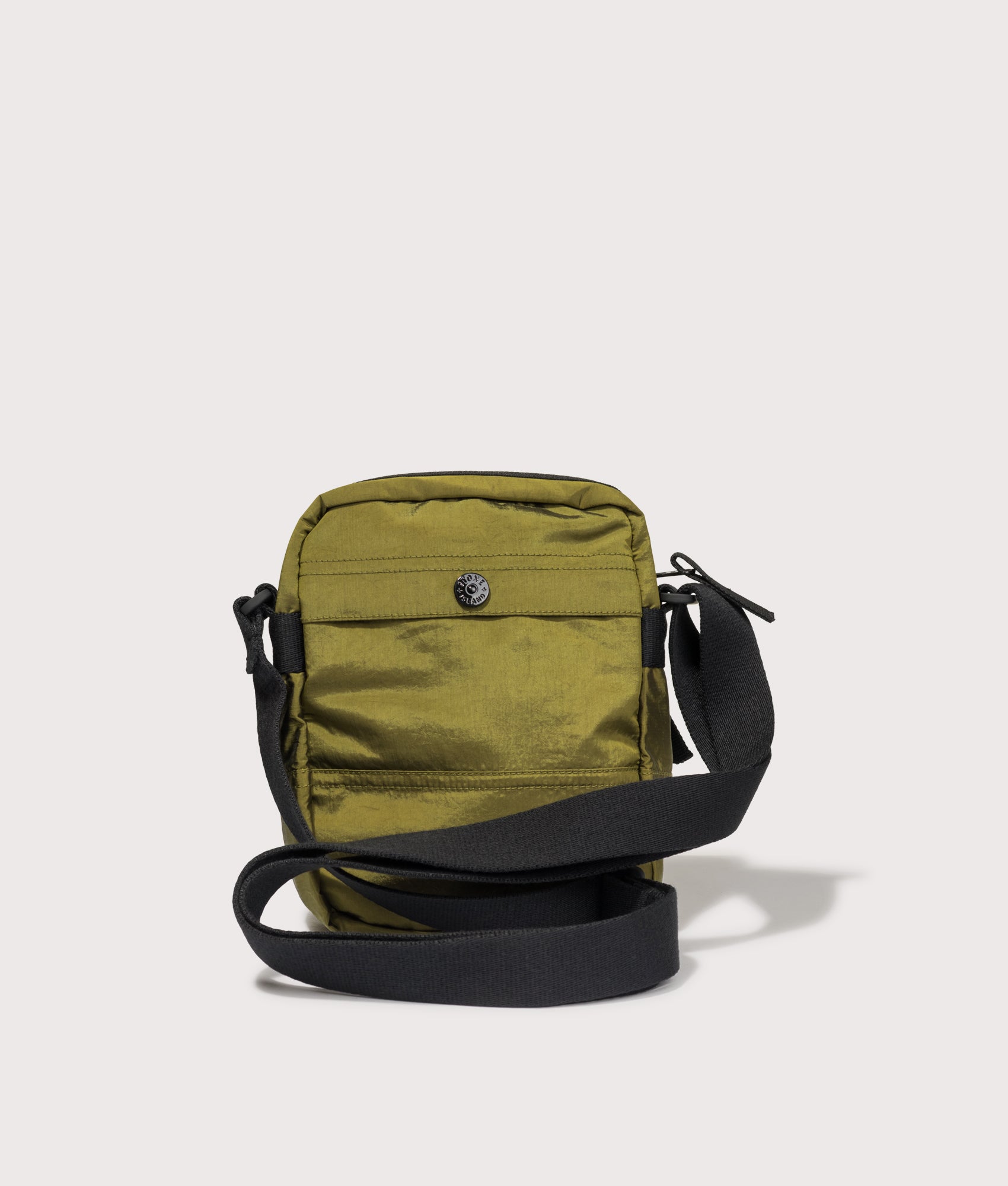 Stone Island Coated Nylon Metal in Econyl® Crossbody Bag in Cactus at EQVVS Menswear. Back shot.