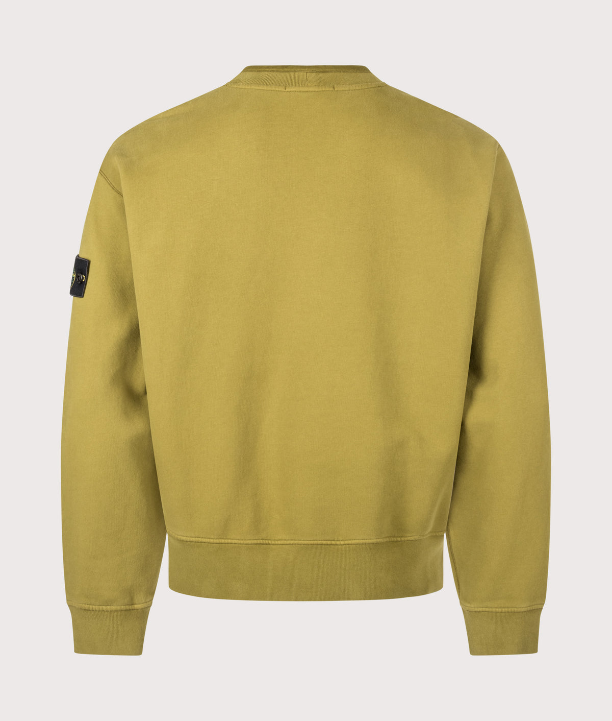 Stone Island Oversized Fit Brushed Organic Cotton Fleece Sweatshirt in Cactus at EQVVS Menswear. Back shot.