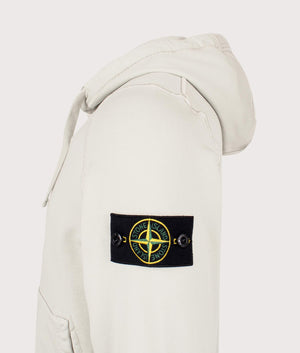 Organic Cotton Hoodie in Pearl Grey | STONE ISLAND | EQVVS