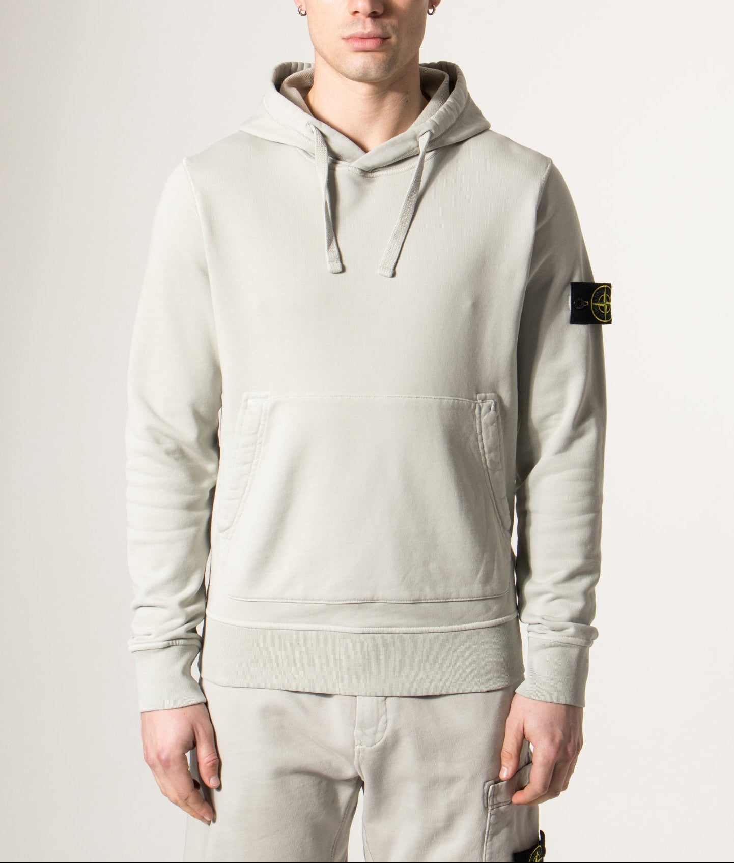 Organic Cotton Hoodie in Pearl Grey | STONE ISLAND | EQVVS