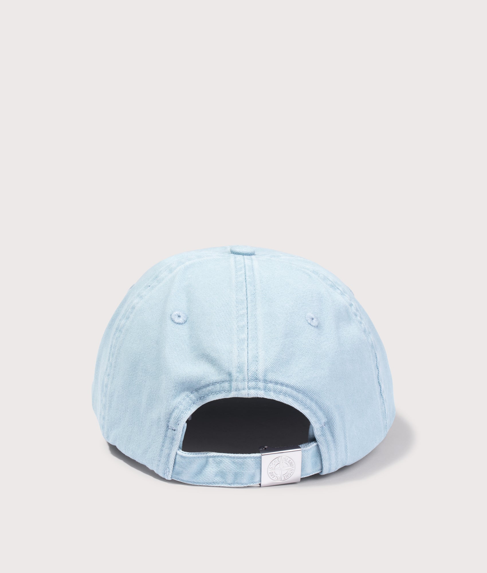 Gabardine Logo Embroidery Cap in Powder Blue by STONE ISLAND. Shot by EQVVS. Back shot.