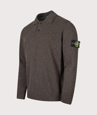 Loose Fit Light RWS Geelong Wool Polo Collar Jumper: V0M62 Lead Grey Melange 