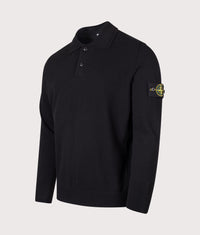 Loose Fit Light RWS Geelong Wool Polo Collar Jumper: V0029 Black 