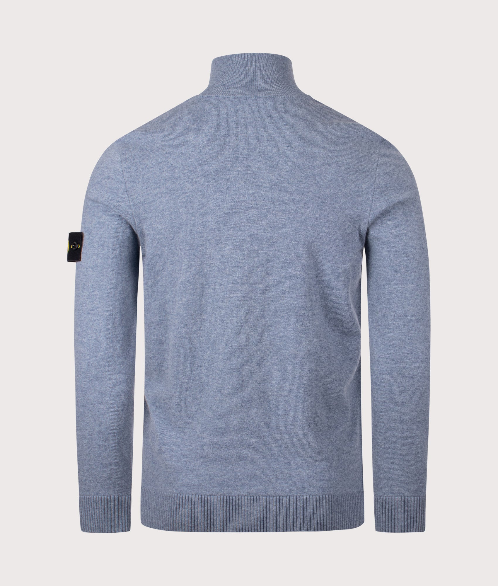 Light RQS Wool Quarter Zip Jumper by Stone Island in Dark Blue. Shot by EQVVS. Back shot.