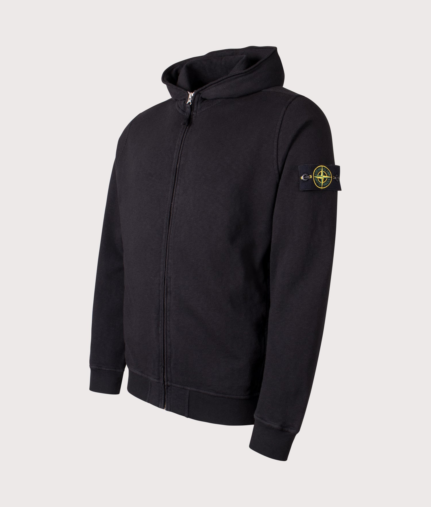 Malfilé 'Old' Treatment Full Zip Hoodie Black | STONE ISLAND | EQVVS