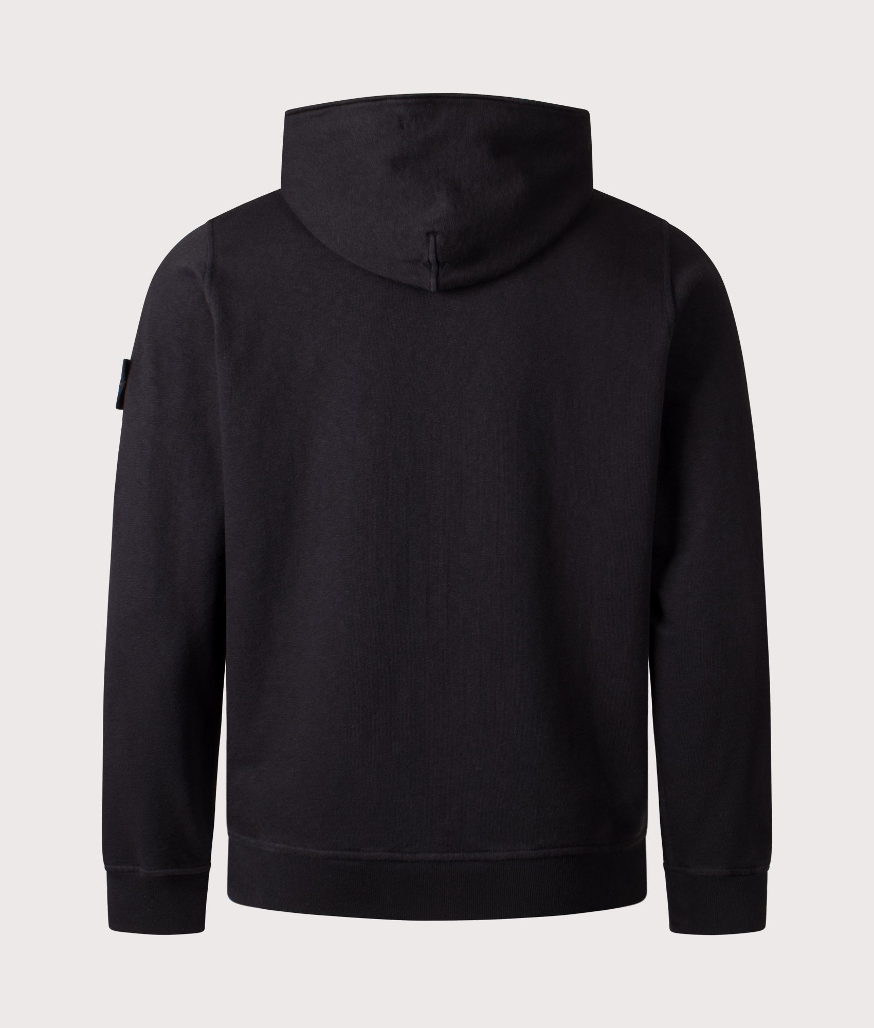 Stone Island Malfilé ‘Old’ Treatment Full Zip Hoodie in Black at EQVVS Menswear. Back shot.