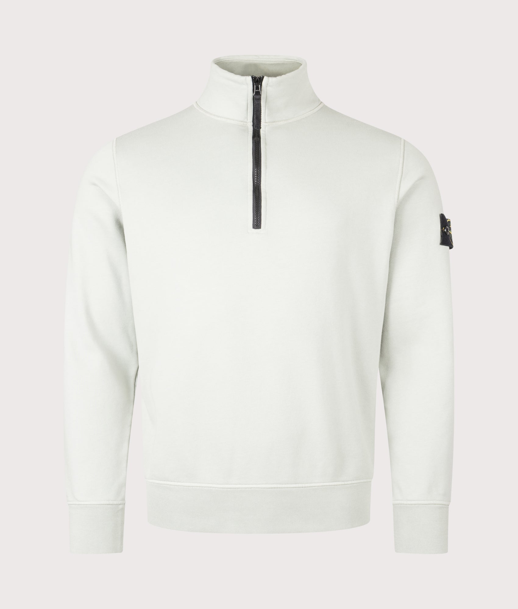 Organic Cotton Quarter Zip in Sage | 100% Cotton | Stone Island | EQVVS | Front shot 