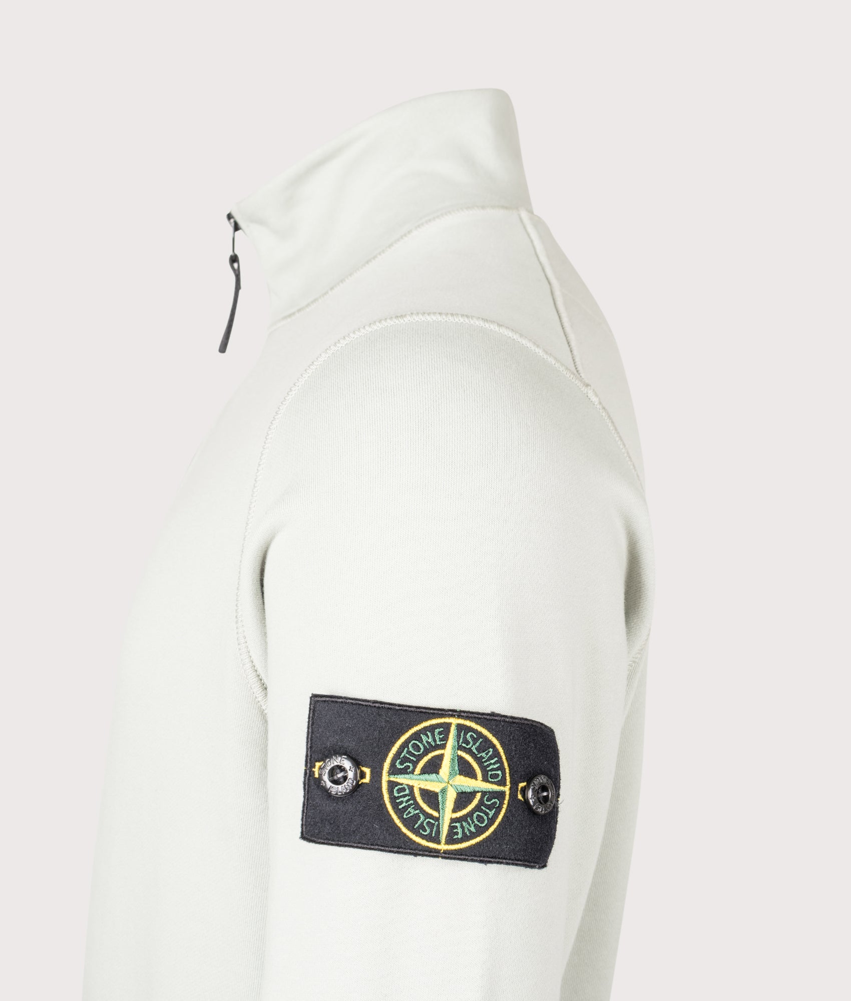 Organic Cotton Quarter Zip in Sage | 100% Cotton | Stone Island | EQVVS | Side angle shot 