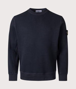 Waffle Knit Sweatshirt in Navy Blue | STONE ISLAND | EQVVS