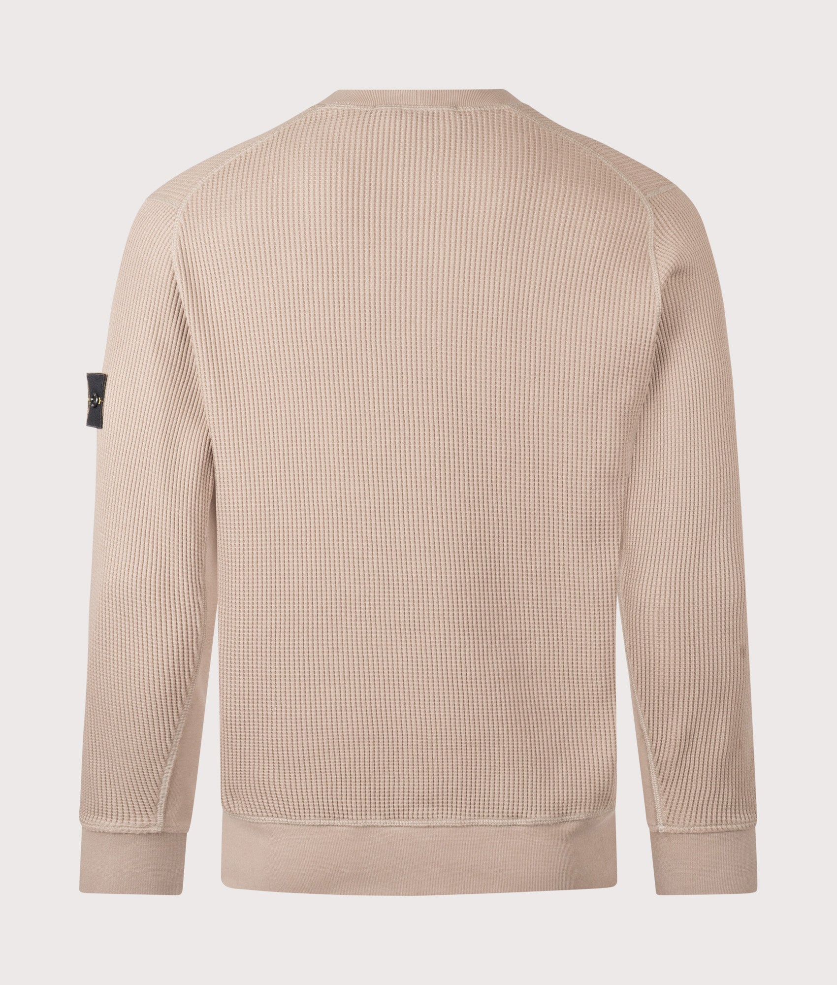 Stone Island Waffle Fleece Compass Sweatshirt in Desert Sand at EQVVS Menswear. Back shot.