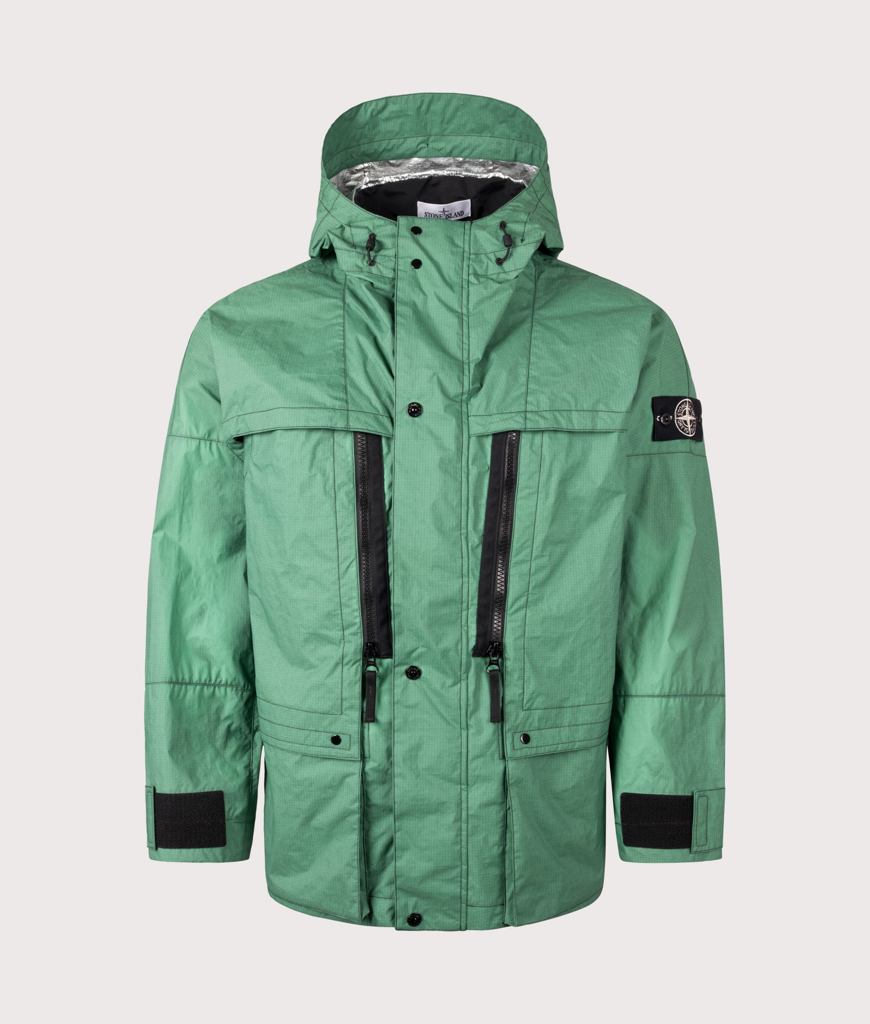 Stone Island Metal Lamina Ripstop Heat Reactive Jacket in Malachite at EQVVS Menswear. Front shot.