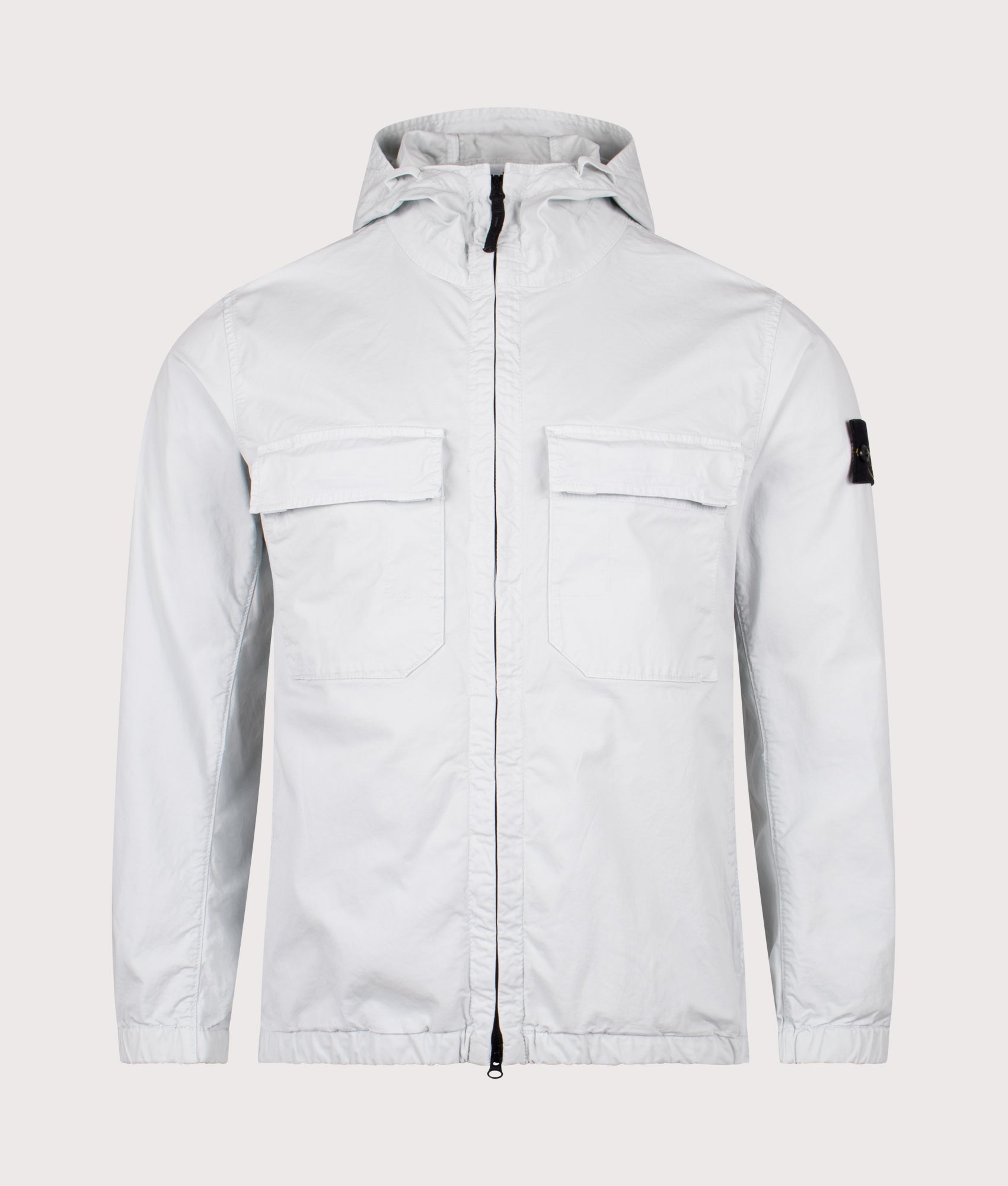 Stone Island Hooded Field Jacket in Sky Blue at EQVVS Menswear. Front shot.