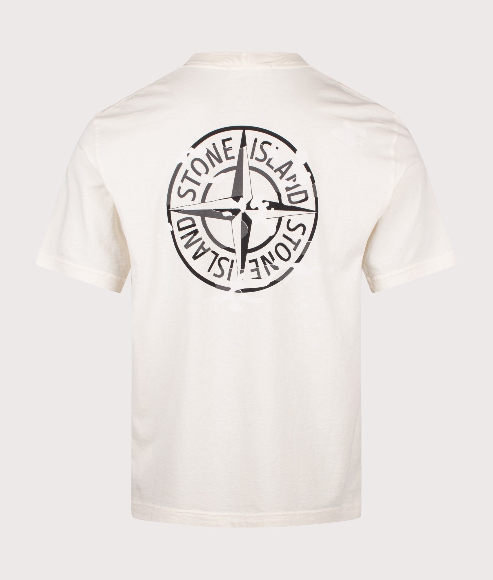 Stone Island ‘Camo Compass’ Print T-Shirt in Ivory at EQVVS Menswear. Back shot.