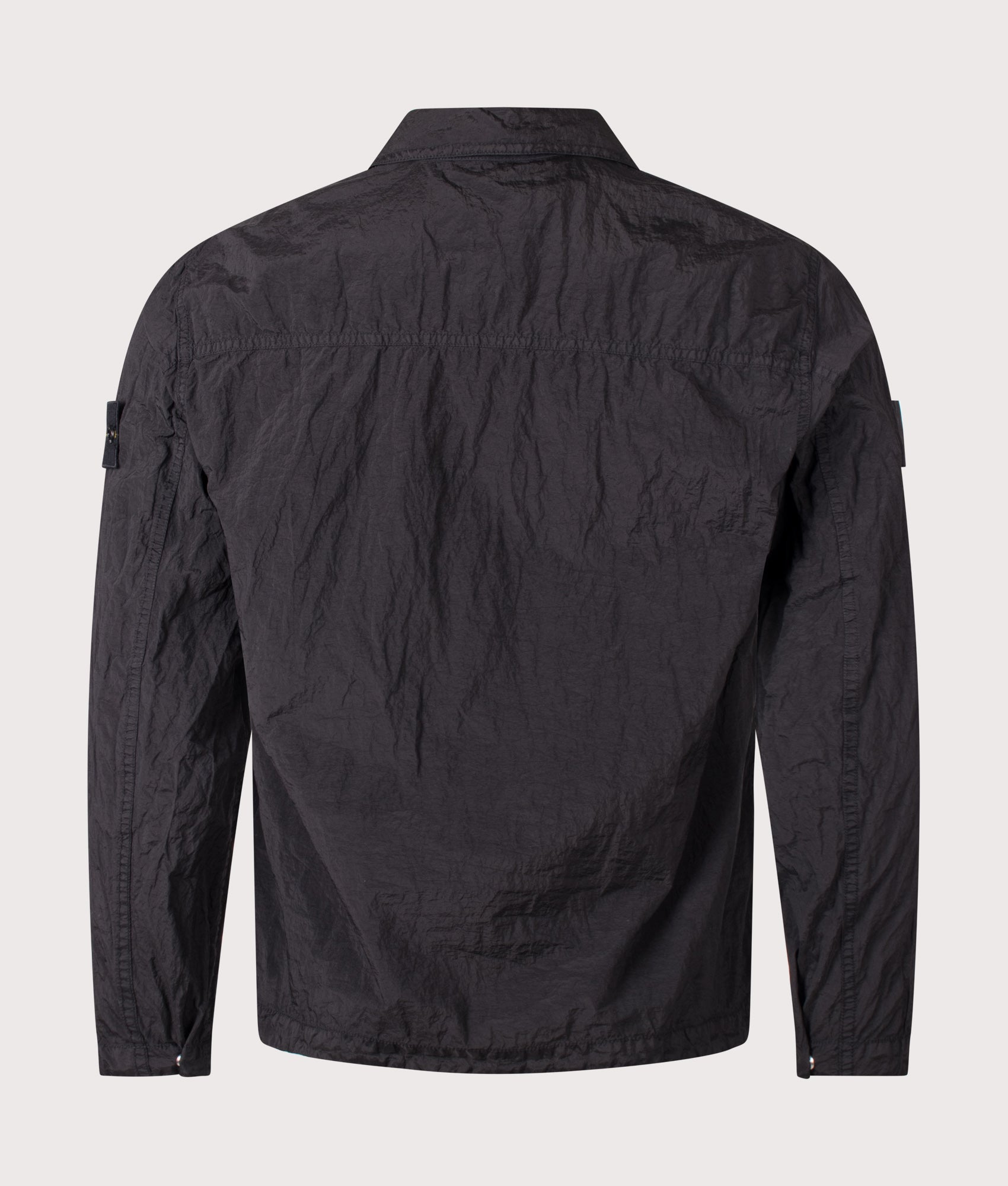 Stone Island Nylon Metal in ECONYL® Overshirt in Black at EQVVS Menswear. Back shot.