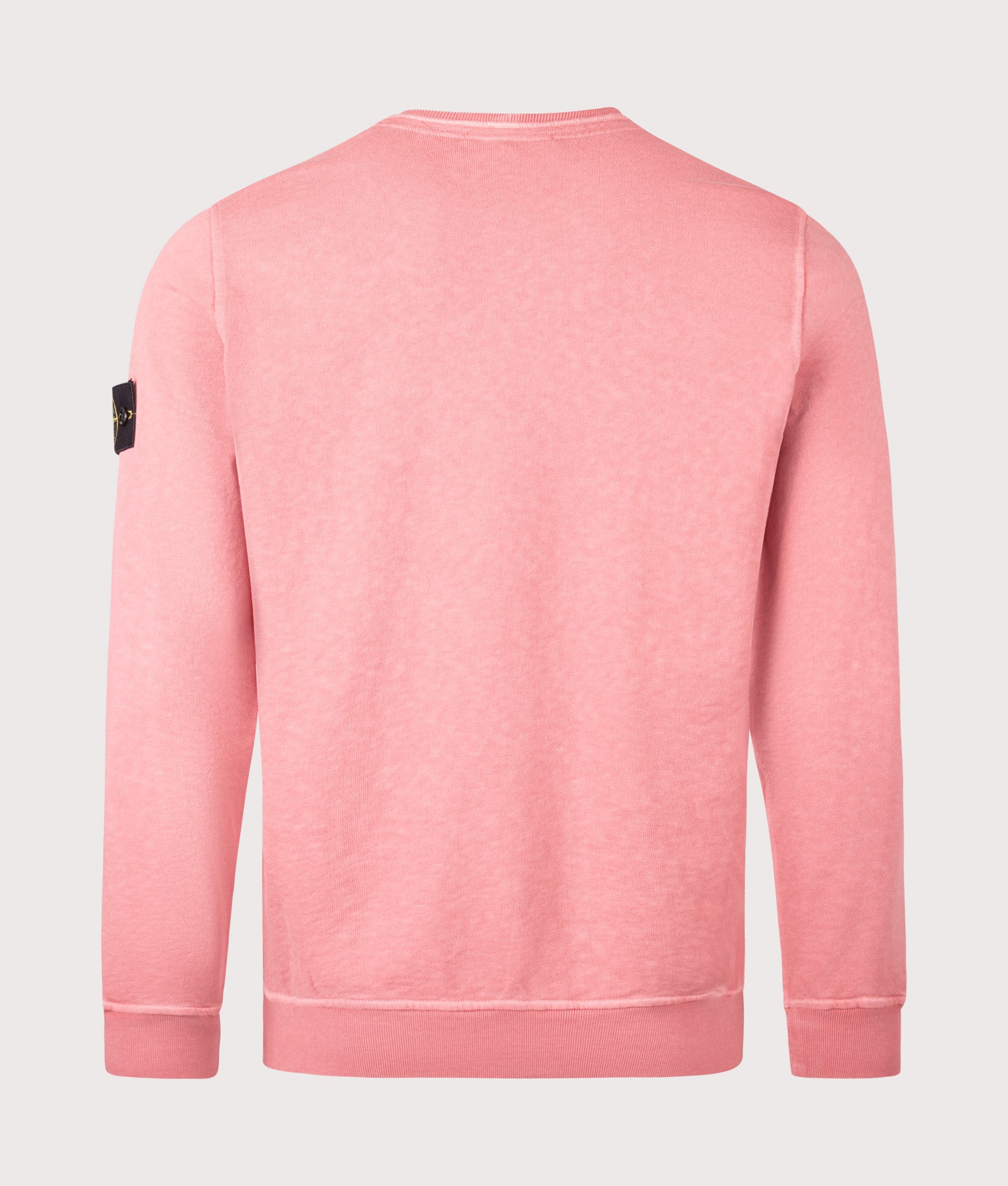 Stone Island Malfilé Fleece 'Old' Effect Sweatshirt in Oleander at EQVVS Menswear. Back shot.